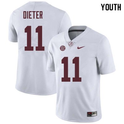 NCAA Youth Alabama Crimson Tide #11 Gehrig Dieter Stitched College Nike Authentic White Football Jersey NE17E20PZ